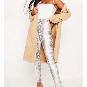 Snakeskin faux leather trousers